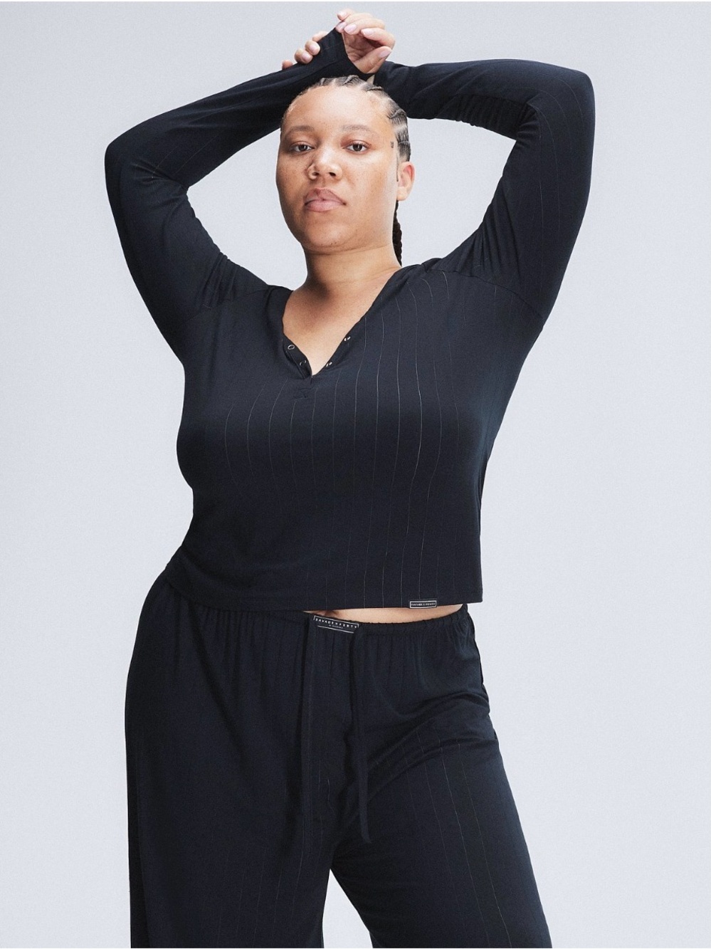 Savage x Fenty SLEEK STITCH MODAL SLEEP Set in Black Caviar